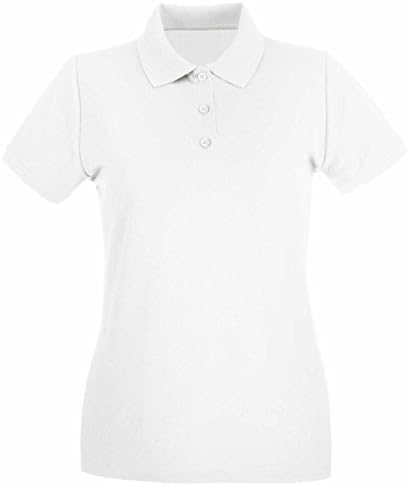 Ladies & Girls Pique Polo T Shirts Sizes 8 to 22 - WORK CASUAL SPORTS LEISURE (22 / 4XL, WHITE) Apparel