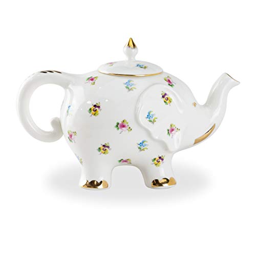 Grace Teaware Fine Porcelain Happy Elephant (3Piece Tea Set, Floral