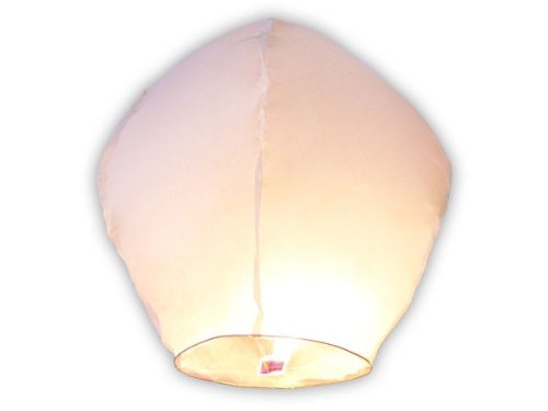 Partyland Shop Pack of 10 White Chinese Sky Lanterns, Colour, 10LANT_FR