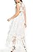 Persun Women's White Floral Print Gauze Panel Multi Layer Sleeveless Hi-lo Dress, White, X-Large