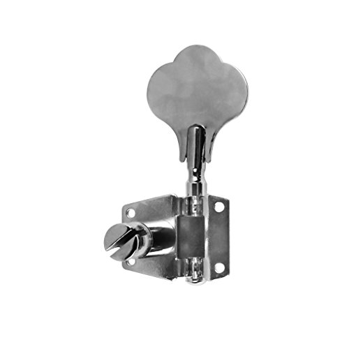 FLEOR Vintage Open Individual Geared Bass Tuners Machine Head Tuning Keys Pegs Right Hand for Jazz Precision P Style Bass Replacement, Chrome, 1 Right Peg