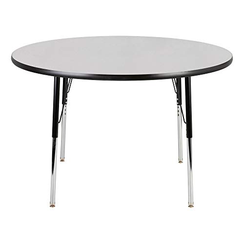 Round Adjustable Height School Classroom Activity Table (48") - Gray Nebula Top/Black Edge