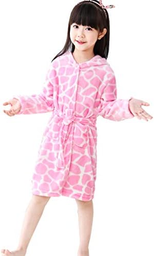 Chicone Kid's Coral Fleece Unicorn Hooded Bathrobe Fluffy Sleep Robe Boys Girls