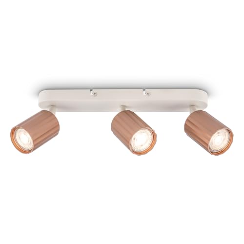 Briloner - Spotbar Ceiling Lights, 3-Way Adjustable Spot Lights, GU10, max. 9 W, Ceiling Spotlight, LED Lights for Bedroom, Living Room, Lounge, Lights for Hallways, 32.5 cm, Coffee