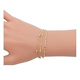 Boosic Double Layer Bracelets Satalite & Plain Chain Link Bracelets Minimalist Jewelry For Women Gold