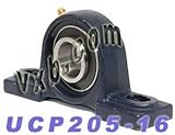 1 Bearing UCP205-16 + Pillow Block Cast Housing Mounted Bearings