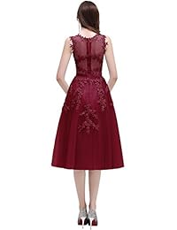 Babyonline Apliques de tul sin mangas para mujer Vestidos de cóctel cortos por la noche