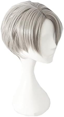 FeiFeiSister FeiFeiSiste Halloween Carnival Wig Anime Victor Nikiforov Short Silver Cosplay Wig Costume (Silver)