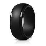 Saco Band Silicone Ring for Men Rubber Wedding Band - 1 Ring (Black, 9.5-10 (19.8mm))