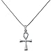 D Jewelry 925 Sterling Silver Plain Ankh Cross Charm Pendant Necklace with 20