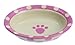 PetRageous 10100 Polka Paws Shallow Oval Stoneware Cat Bowl Dishwasher-Safe 6.25-Inch Wide 1.5-Inch Tall 1-Cup Capacity for Cats and Small Dogs, Pink