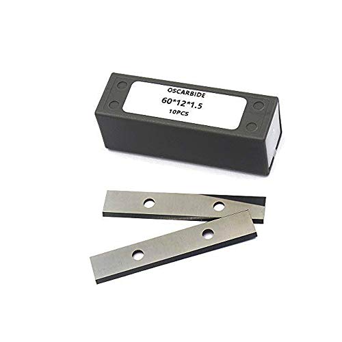 OSCARBIDE 2-3/8 inch Carbide Inserts Cutter 60mm 2 Edges Insert Knives Scrapers(60x 12 x 1.5mm) for Woodworking Wood Surfacing Groovers Helical Planer Cutter Heads & Hand Hold Scraper 10pcs - Thumbnail 4