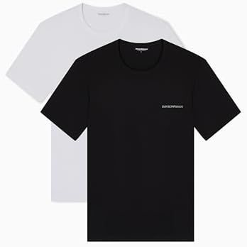 2-Pack Crew Neck T-Shirt pour Homme Blanc/Noir Taille M
