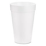 Dart 16J16 Foam Hot/Cold Drink Cups, 16 oz, White, 25/Bag, 40 Bags/Carton