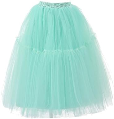 RuiyuhongE Lady's Princess Tutu Midi Skirt 5-Layer Tulle Crinoline Underskirt Petticoat