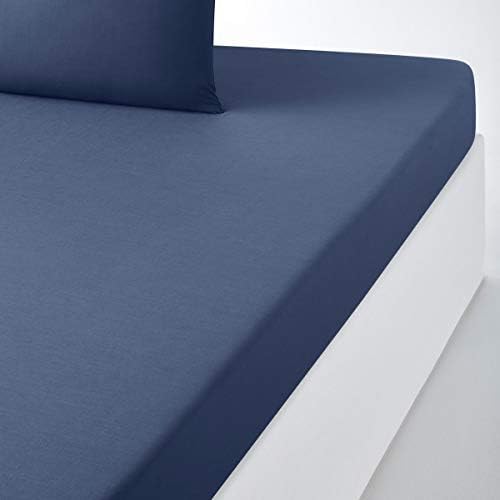 La Redoute Interieurs Plain Fitted Sheet Blue Size 180 X 200 cm