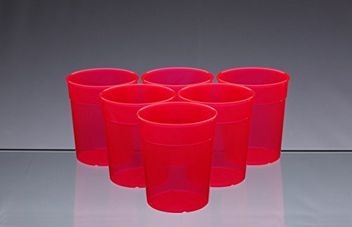 AIOS Dishwasher Safe Stackable Neon Red Plastic Cups/Beakers/Tumblers 250ml (Set of 6)