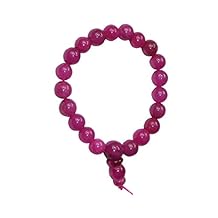 Dark Pink Agate Round Beads Bracelet Wrist Mala for Meditation & Yoga