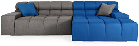 Kardiel Cubix Modern Modular Sofa Sectional Right, Sapphire/Cadet Grey Cashmere
