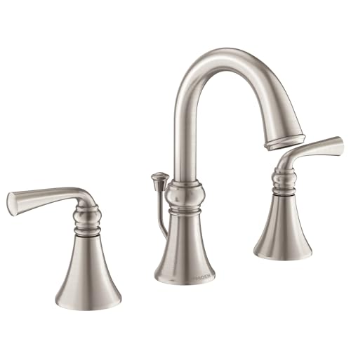 Moen WS84855SRN Wetherly Badezimmer-Wasserhahn mit zwei Griffen, Spot Reset Nickel gebürstet