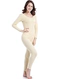 Women Stretch Thermal Underwear Set Soft Crew Neck Base Layer Thin Long Johns