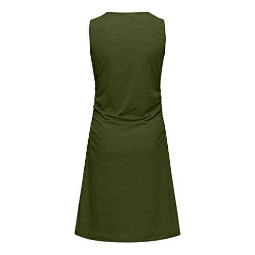 CCOOfhhc Women Dresses for Party Casual Ruched Irregular Bodycon Short Mini Dress Tank Dress Basic Backless Slim Tshirt Dress Green - Thumbnail 4