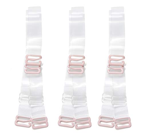 YARBAR3 Pairs Clear Bra Straps Adjustable, Invisible Non-Slip Bra Straps for Strapless Bra