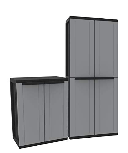Kreher Kunststoffschrank Set: Universalschrank und Beistellschrank. Maße Universalschrank BxTxH ca. 68 x 37,5 x 163,5 cm…