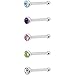 Body Candy Women's Steel Sparkle Push in Nose Bone Set of 5 Created with Swarovski Crystals 20 Gauge 1/4