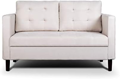 AODAILIHB Modern Soft Cloth Tufted Cushion Loveseat Sofa Small Space Configurable Couch (Almond White)
