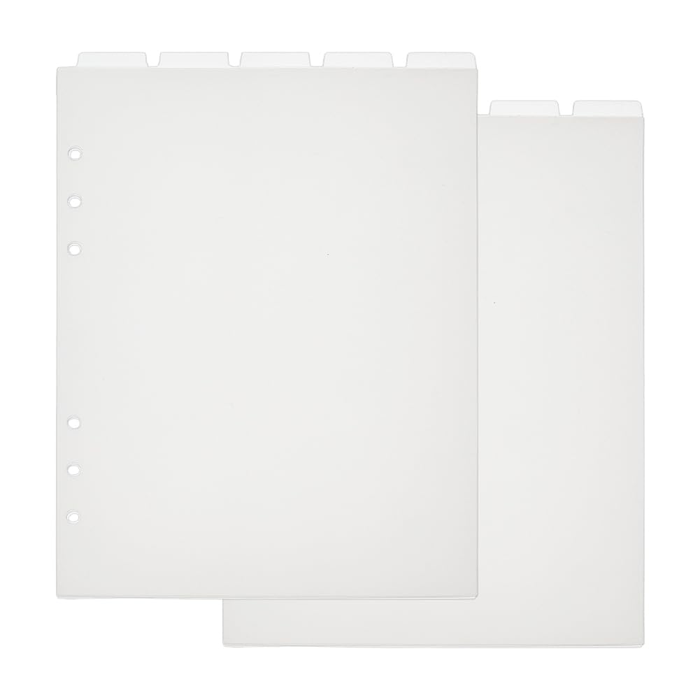 SUPERFINDINGS 10 Sheets Clear Binder Dividers A5 6 Holes Ring Index Page Frosted Plastic Discbound Notebook Index Divider Sheets Blank Top Dividers for Planner Notebook Loose Leaf Binders,21.9x14.8cm