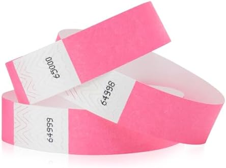 WristCo Neon Pink Tyvek Wristbands for Events – 500 Count – Tamper