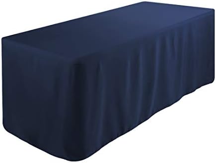 Waysle 6 Feet (L x W: 72"X30") Rectangle Fitted Tablecloth for Wedding Party Banquet,Polyester Cloth Fabric Cover, Navy Blue