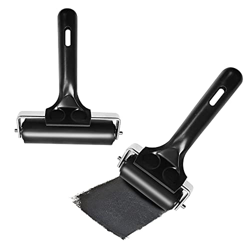ATB 2.2-inch+4-Inch Rubber Brayer Roller for Printmaking, Removable Print Roller, Manual Roller Tool for Printmaking/Wallpaper/Gluing Application/Painting/Craft