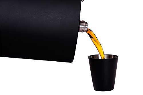 Hip Flask Funnel Shots Set Stainless Steel 8 oz. Matte Black and Premium Gift Box + E-BOOK INCLUDED