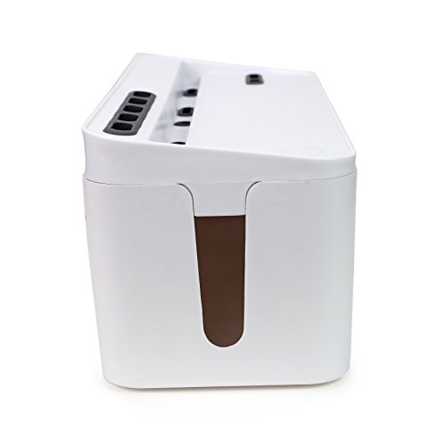 Bins & Things Cable Management Box and Power Strip Organizer | Large - White | Entertainment Center, USB, Computer, Charging Cords | Home and Office Organization | Compact, Discrete Safety