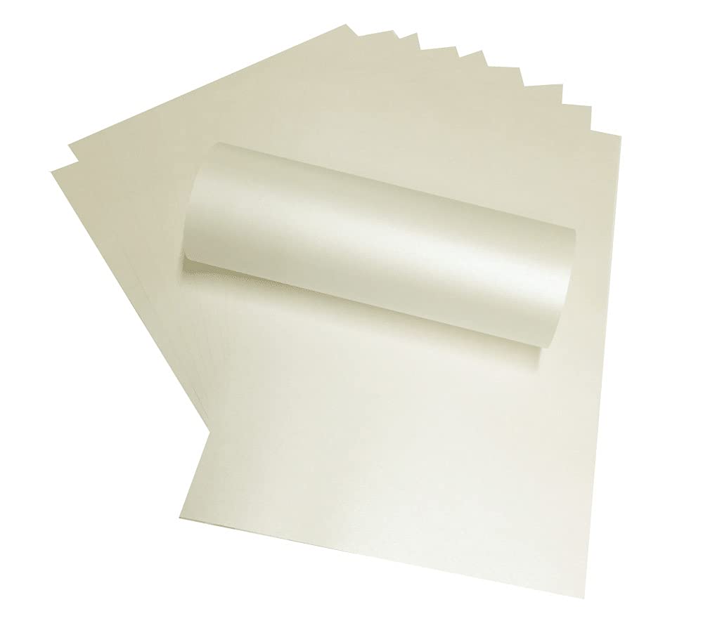 Syntego 12" x 12" Pearlescent Scrapbooking Paper Decorative 120gsm Double Sided (Pale Ivory)