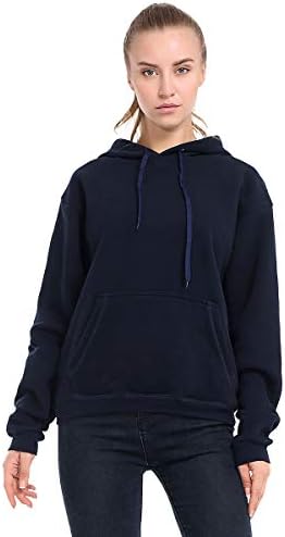 Brovollous Solid Fleece Pullover Hoodie for Women, Long Sleeve Oversized Sweatshirt with Pocket