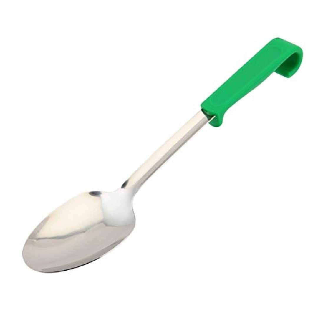Genware NEV-577-04G Spoon with Plastic Handle, Plain, Green