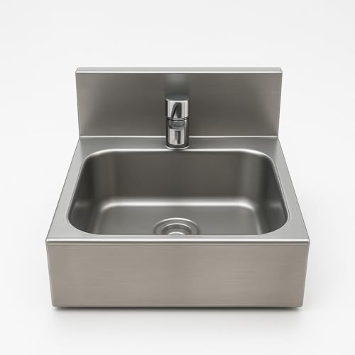 Pia Industrial Suspensa em Aço Inox, Lavatório para Higienização de Mãos, Uso Comercial