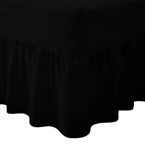 R&Z Luxury Plain Polycotton Percale Valance Fitted Sheet or Pillow Pair Cases (Black, Single)