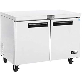 Commercial 2 Door Undercounter Freezer - KITMA 13 Cu. Ft Stainless Steel Worktop Freezer for Kitchen, 0°F - 8°F