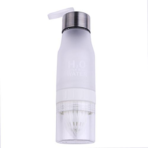 650ml Sports Infused or Infuser Water Bottle With a Bottom Loading Fruit Infusion and Lemon Citrus Juice Squeezer Tumbler Cup H2O BPA Free Portable Outdoor Sport Infuser Bottle Cup (white)