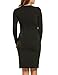 ANGVNS Women Sexy V-Neck Long Sleeve Pleated Bodycon Pencil Dress