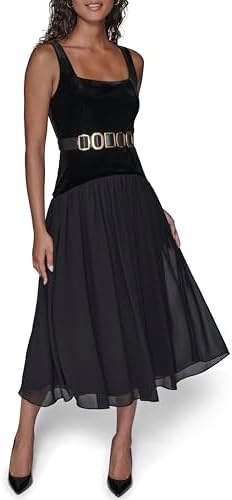 karl lagerfeld paris women's puff-sleeve belted a-line dress KARL LAGERFELD PARIS Belted Zip Up Dress