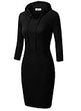 DJT Women's Pullover Stripe Pocket Knee Length Sweatshirt Causal Hoodie Dress