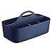 mDesign Plastic Divided Shower Organizer Basket Caddy Tote with Handle - Storage for Bathroom or Dorm - Holds Hand Soap, Shampoo, Sponges, Scrubs, and Body Wash - Lumiere Collection, Navy Blue