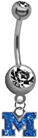 Michigan Wolverines "Glitter Logo" NCAA Belly Button Navel Ring