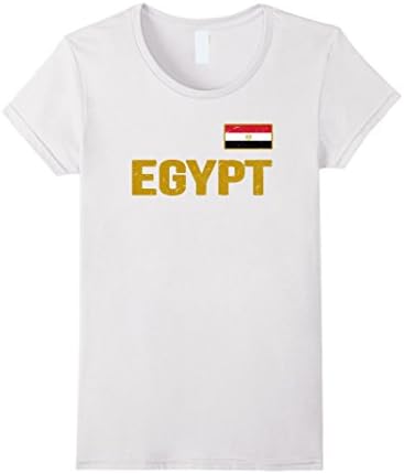 Womens EGYPT T-shirt Egyptian Flag Shirt Distressed Tee Small White