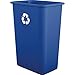 Amazon Basics Rectangular Shaped 10 Gallon Plastic Commercial Waste Basket, Recycling, Blue, 4-Pack